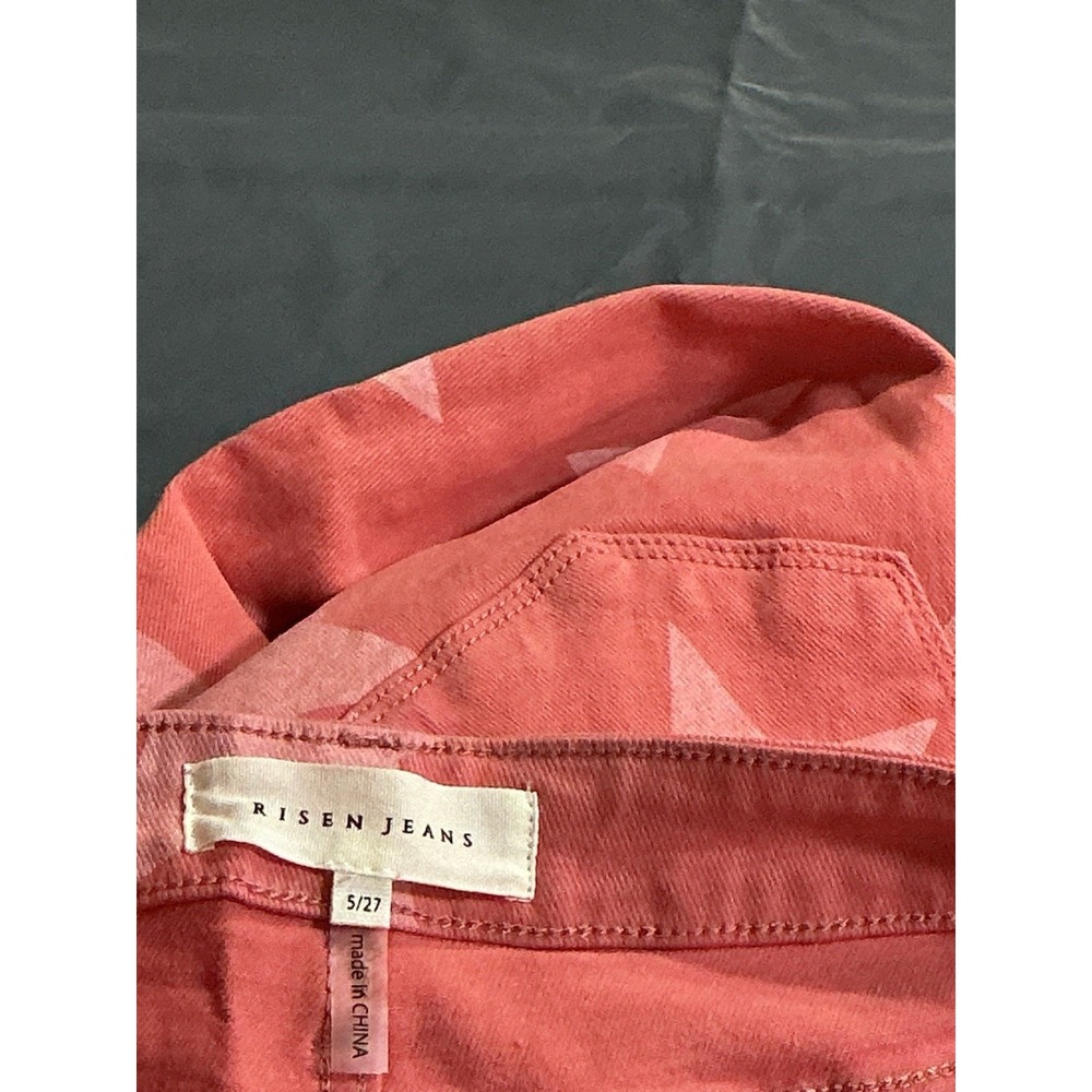 RISEN Jeans 5/27 Peach Blossom Star Print Distressed Raw Hem NWT RDP5609 - Picture 6 of 14